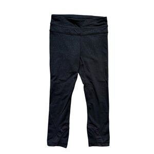 Lululemon Black Patterned Run Inspire Crop Leggings Size 2 Activewear Run